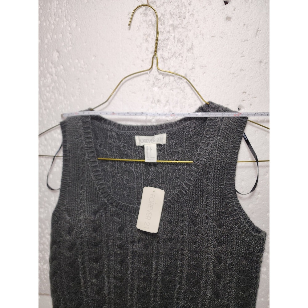 Forever 21 Sweater Top Women Large Dark Gray Knitted Sleeveless Cropped - Picture 8 of 11